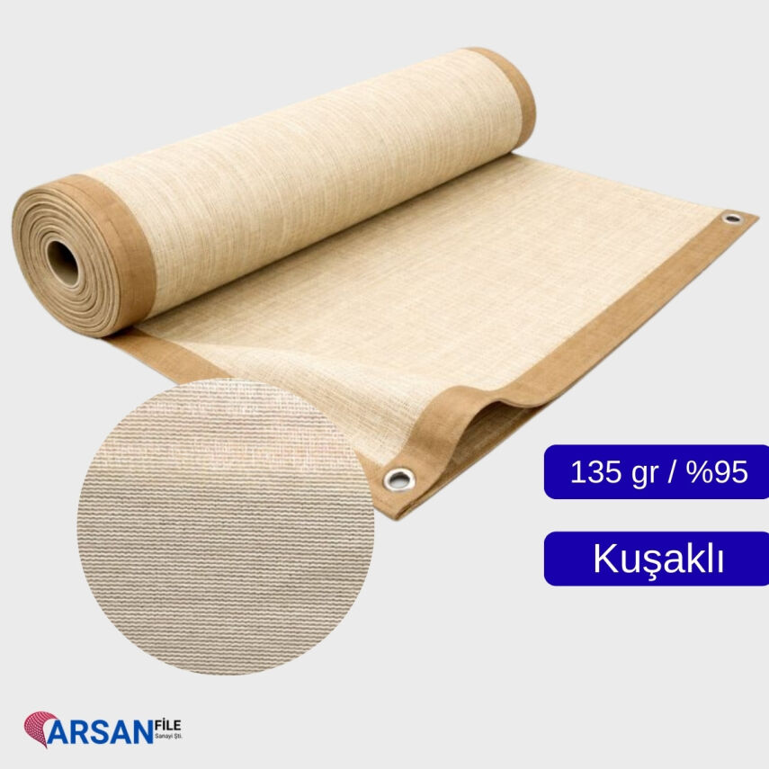 Gölgelik File 135 Gram %95 – Krem (Kuşaklı / Kuş Gözlü – Kuşaksız) - 1